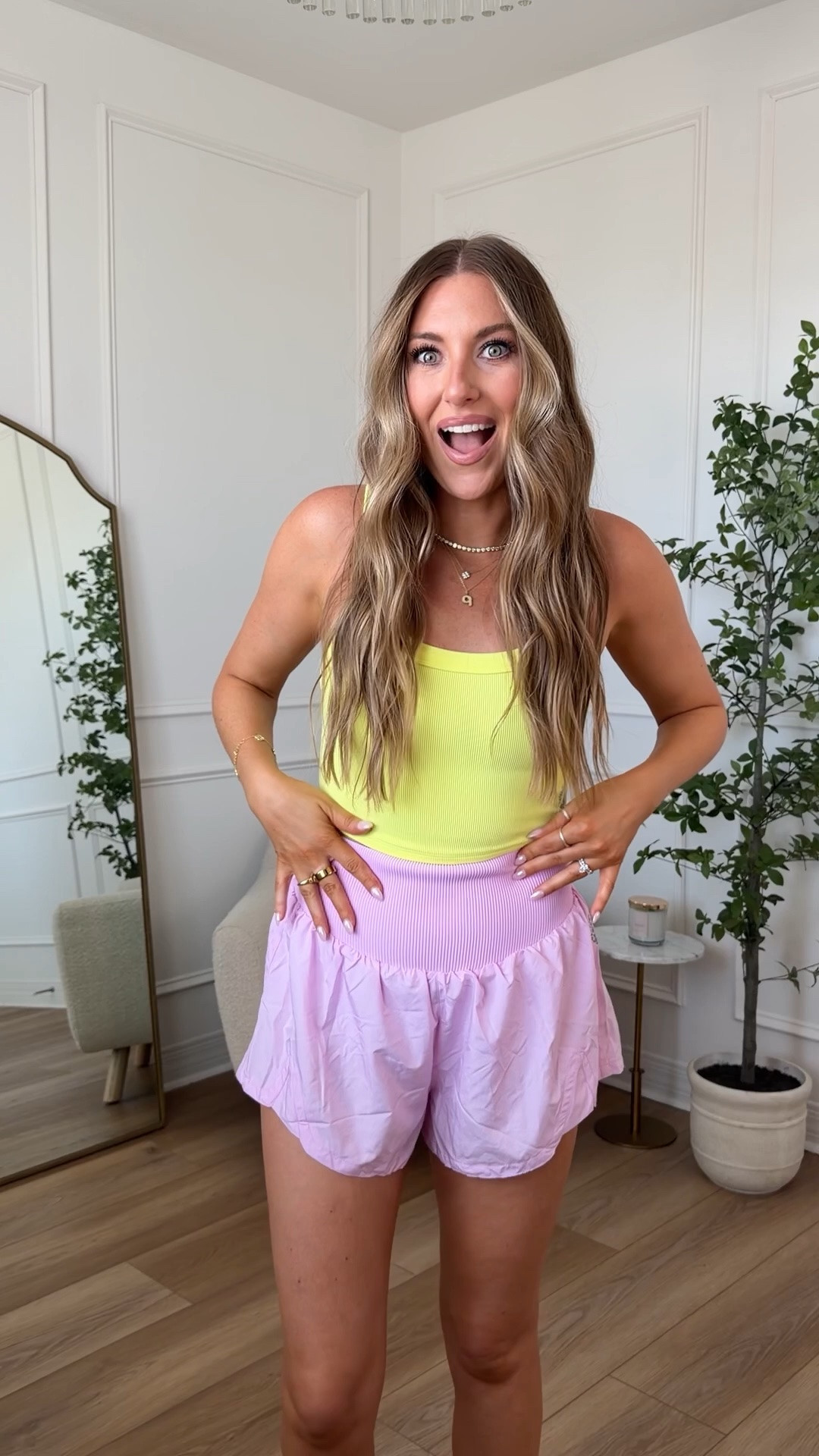 Obsessed with this workout look!!! Wearing a medium shorts (powder pink color) and XS/S tank (sour citrus color)

#LTKootd