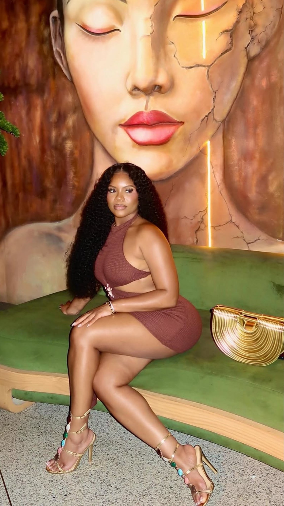 This whole look was giving Miami night out 😭🌴🤎 The brown cutout dress with the gold accessories and curls? Baby she was on vacationnnn. Real “dinner at 8, rooftop after” energy 😂✨ Linking everything because this is definitely coming with me on every trip this summer 🥂 #LTKStyle #VacationOutfit #MiamiStyle #DateNightLook #BrownDress #GirlsTripOutfits #AmazonFashion #BlackGirlLuxury #ResortStyle #OOTD
