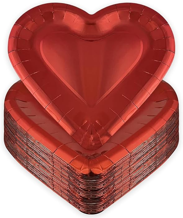 Furimuk Valentines Red Heart Shaped Paper Plates Disposable Plates Dinnerware Decorative Dessert ... | Amazon (US)