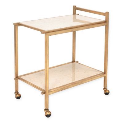 Safavieh Couture Marble Harley Bar Cart in Gold Leaf | Bed Bath & Beyond