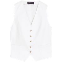 M&S Womens Linen Blend Tailored Waistcoat - 24 - Soft White, Soft White | Marks & Spencer (UK)