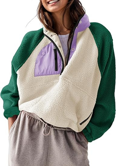 AMEBELLE Women’s Lightweight Fleece Pullover Jacket Cropped Fall Winter Fuzzy Sherpa Jacket Swe... | Amazon (US)