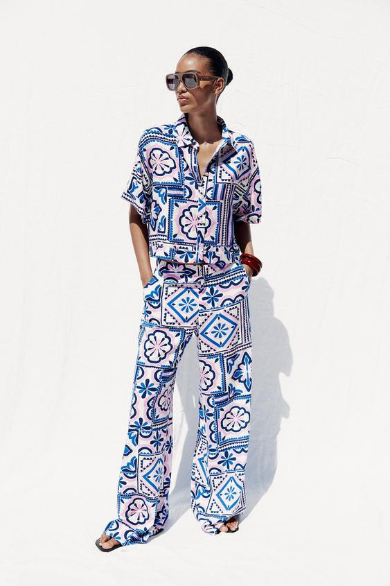 PRINTED PALAZZO PANTS | Zara US