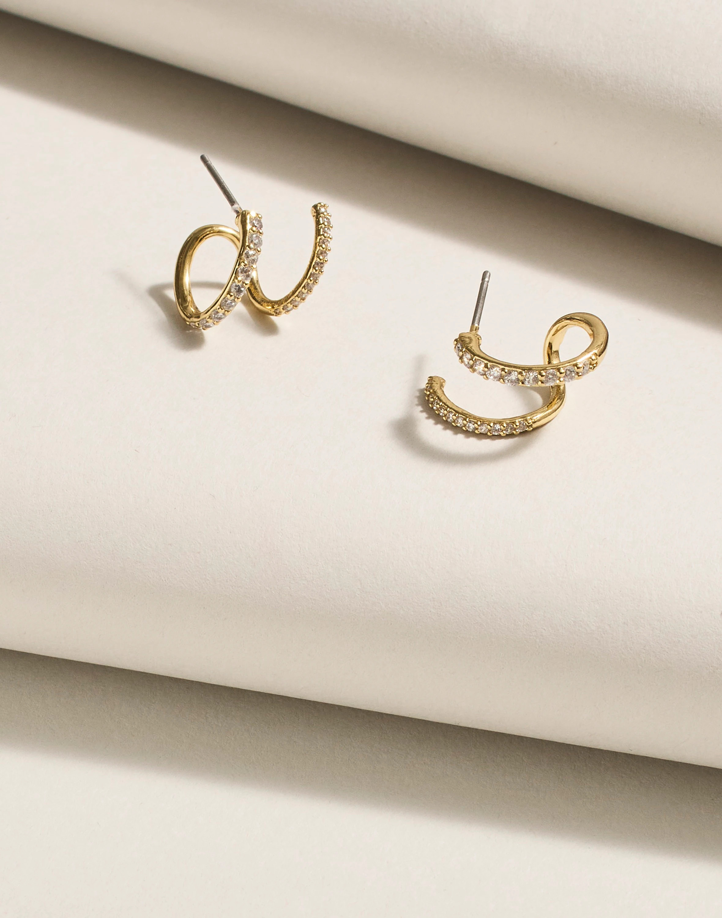 Demi-Fine Pavé Double Hoop Earrings | Madewell