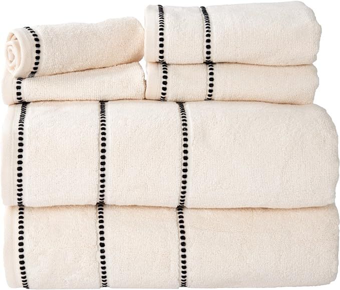 Amazon.com: Luxury Cotton Towel Set- Quick Dry, Zero Twist and Soft 6 Piece Set With 2 Bath Towel... | Amazon (US)