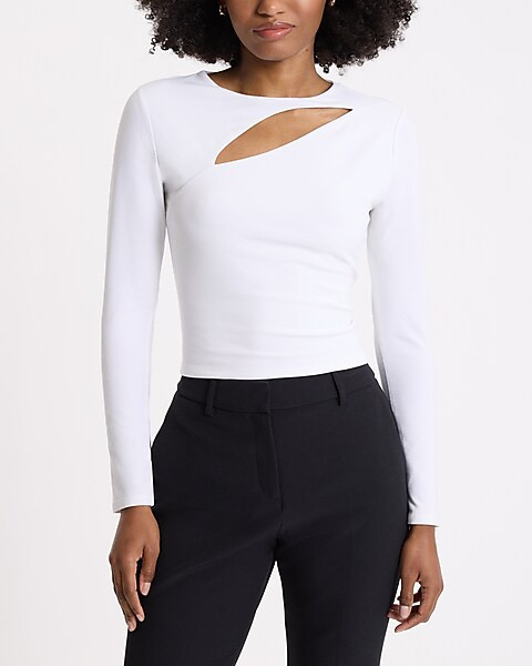 Body Contour Stretch Cotton Cutout Cropped Tee | Express