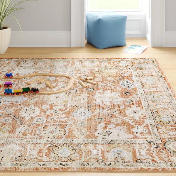 Aloysius Grace Traditional Rust Area Rug | Wayfair North America
