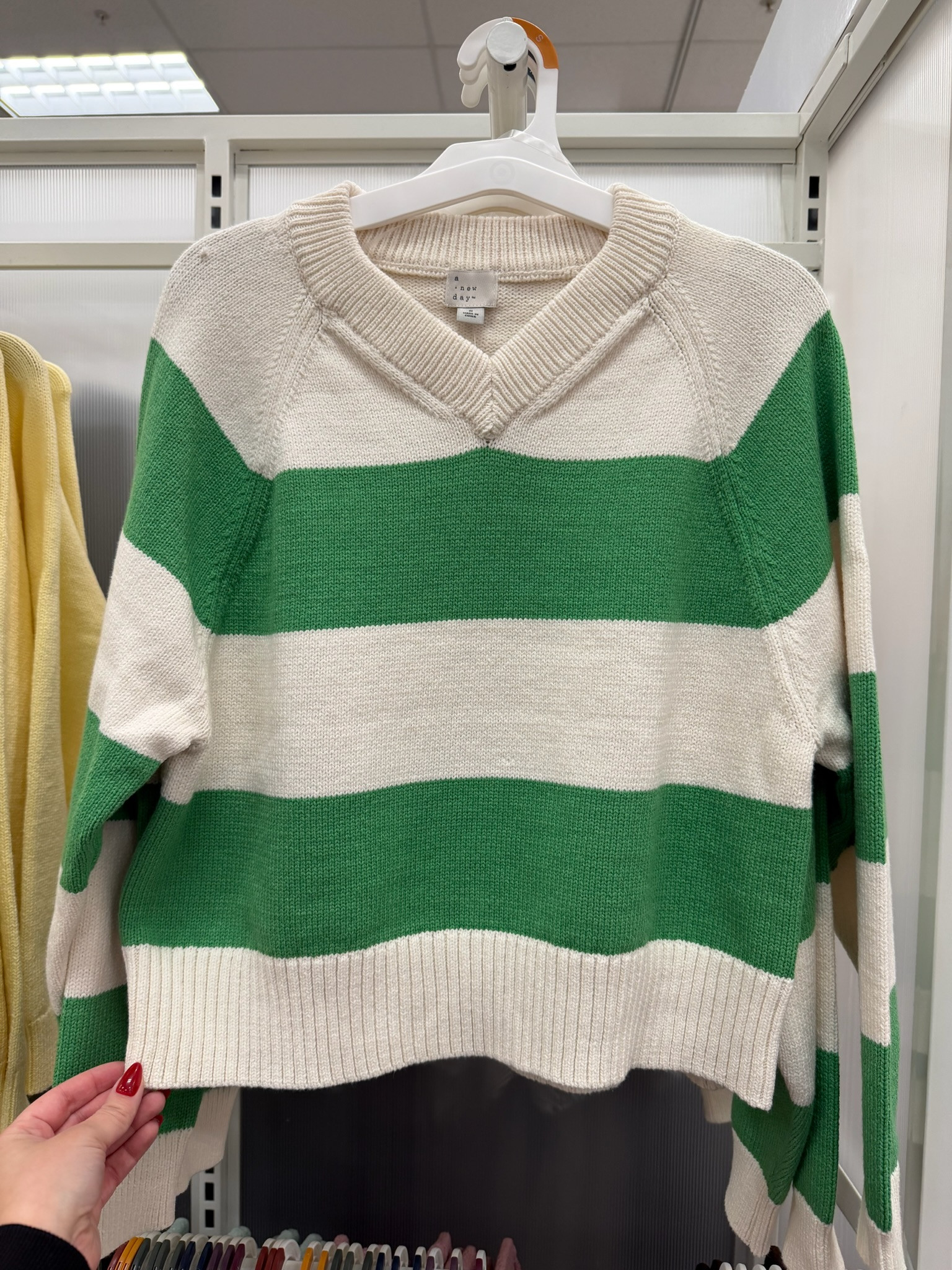Green stripes for spring just make sense 🌿 This Long Sleeve High V-Neck Pullover Sweater from A New Day™ has that relaxed, slightly preppy feel that’s trending right now. The high V-neck gives it a little shape (so it doesn’t feel boxy), and the bold stripe keeps it playful but still easy to style. I’d wear this with straight-leg denim for an effortless everyday look or layered over a crisp button-down for something a little more polished. It’s lightweight enough to transition seasons, but still cozy enough for cooler mornings — one of those sweaters you’ll keep grabbing without thinking twice.
date night outfits, winter denim, vacation outfits beach, work outfits, resort wear, easter basket boys, plus size fashion, business casual workwear, sunday hoodie, rodeo outfit inspo, striped sweater women, spring knitwear, casual chic style, preppy outfit inspo, elevated basics, everyday denim look 

 #LTKgrwm #LTKootd #LTKWorkwear