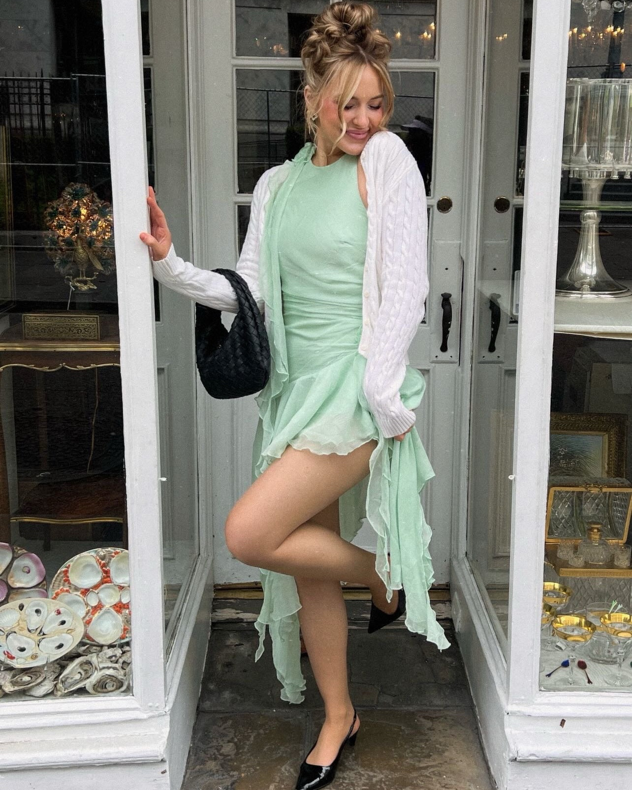 I felt like a French Quarter fairy in this dress! 🧚🏻 @Anthropologie (I’m 5’4” & wearing a size 2) 💞
I also linked the exact sweater I’m wearing from Pacsun! It’s one size 🫶🏻
My purse & kitten heels are no longer available, so I linked a few heels & handbags that are very similar! Happy Monday! ✨ 

#LTKFestival #LTKBeauty #LTKWedding