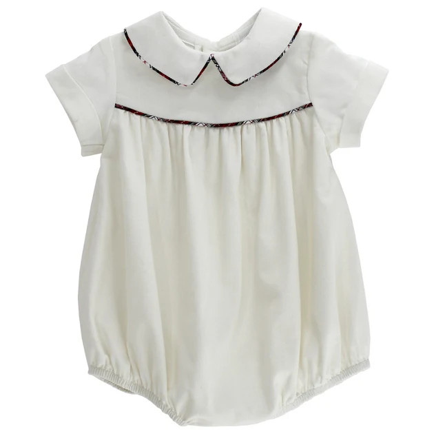 White Corduroy with Yuletide Plaid - Dressy Bubble Short | The Bailey Boys, inc