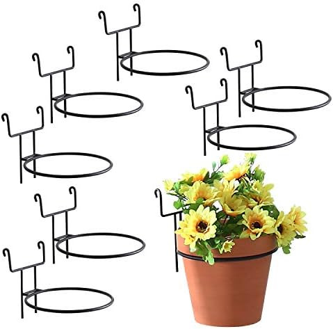 MyGift 7-Inch Black Metal Wire Hanging Planter Holders for Wire Trellis Wall, Set of 8 | Amazon (US)