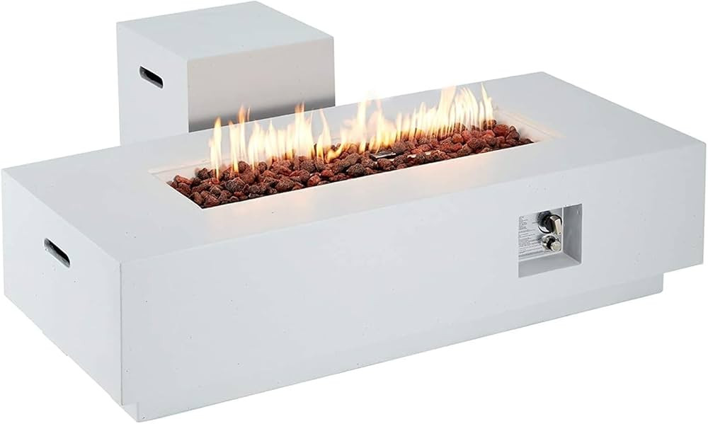 ECOTOUGE 2-Piece 56" Outdoor Rectangle Propane Fire Pit Table with Tank Holder, 50,000 BTU Concre... | Amazon (US)