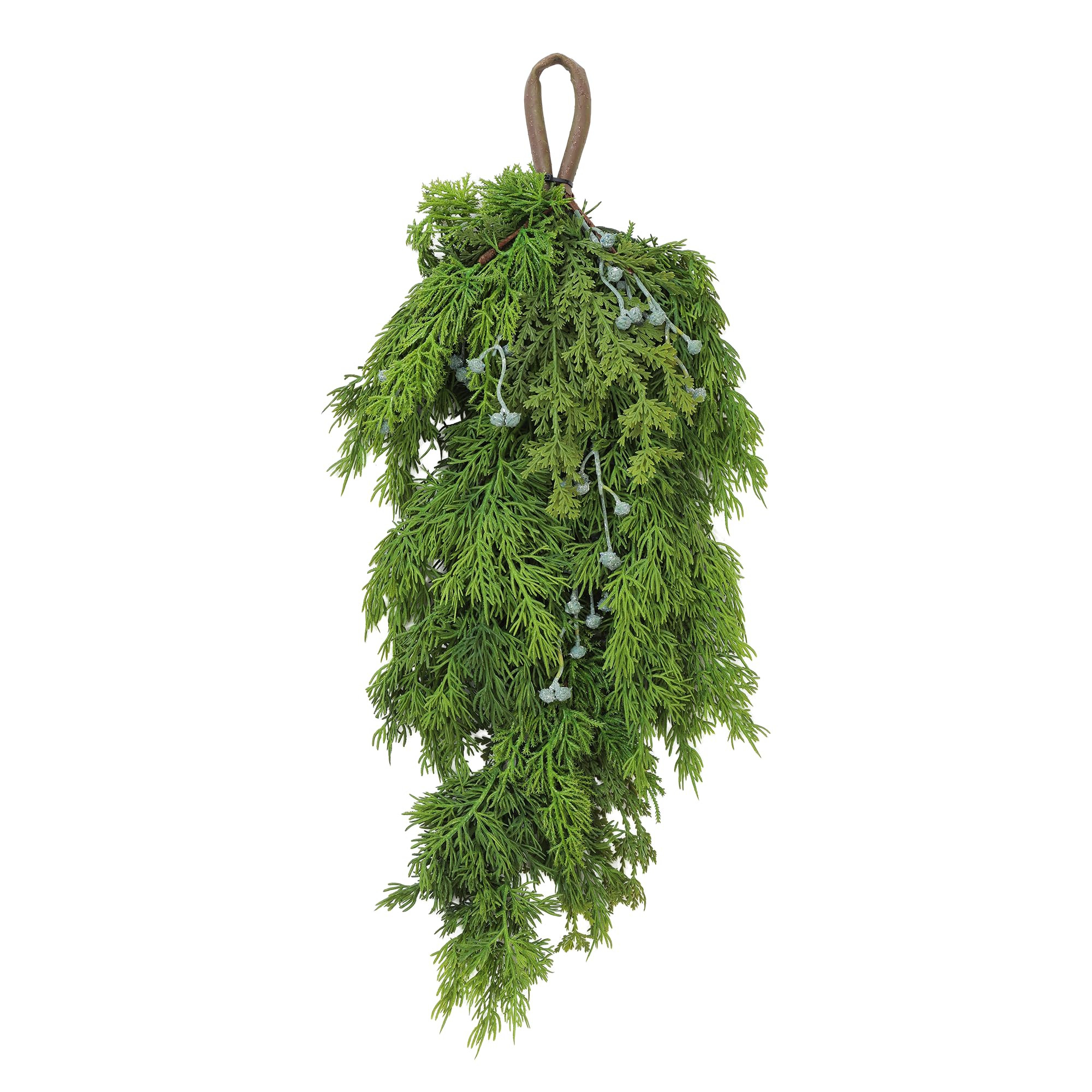 27” Christmas Teardrop Swag Cedar Cypress Pine Swag with Blue Berry for Front Door Wall Mantle ... | Amazon (US)