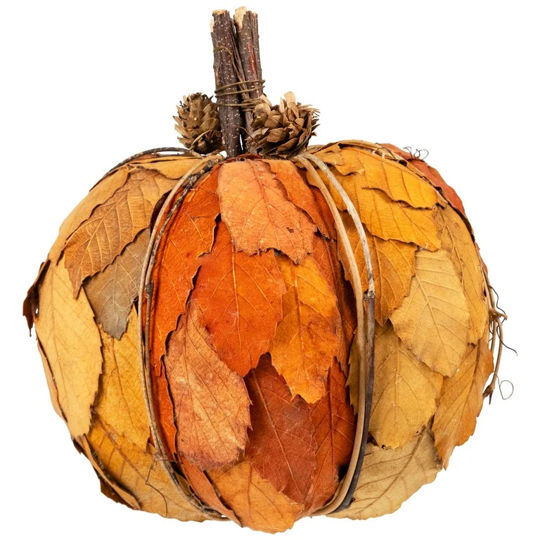 7.5" Orange and Brown Fall Harvest Tabletop Pumpkin | Walmart (US)
