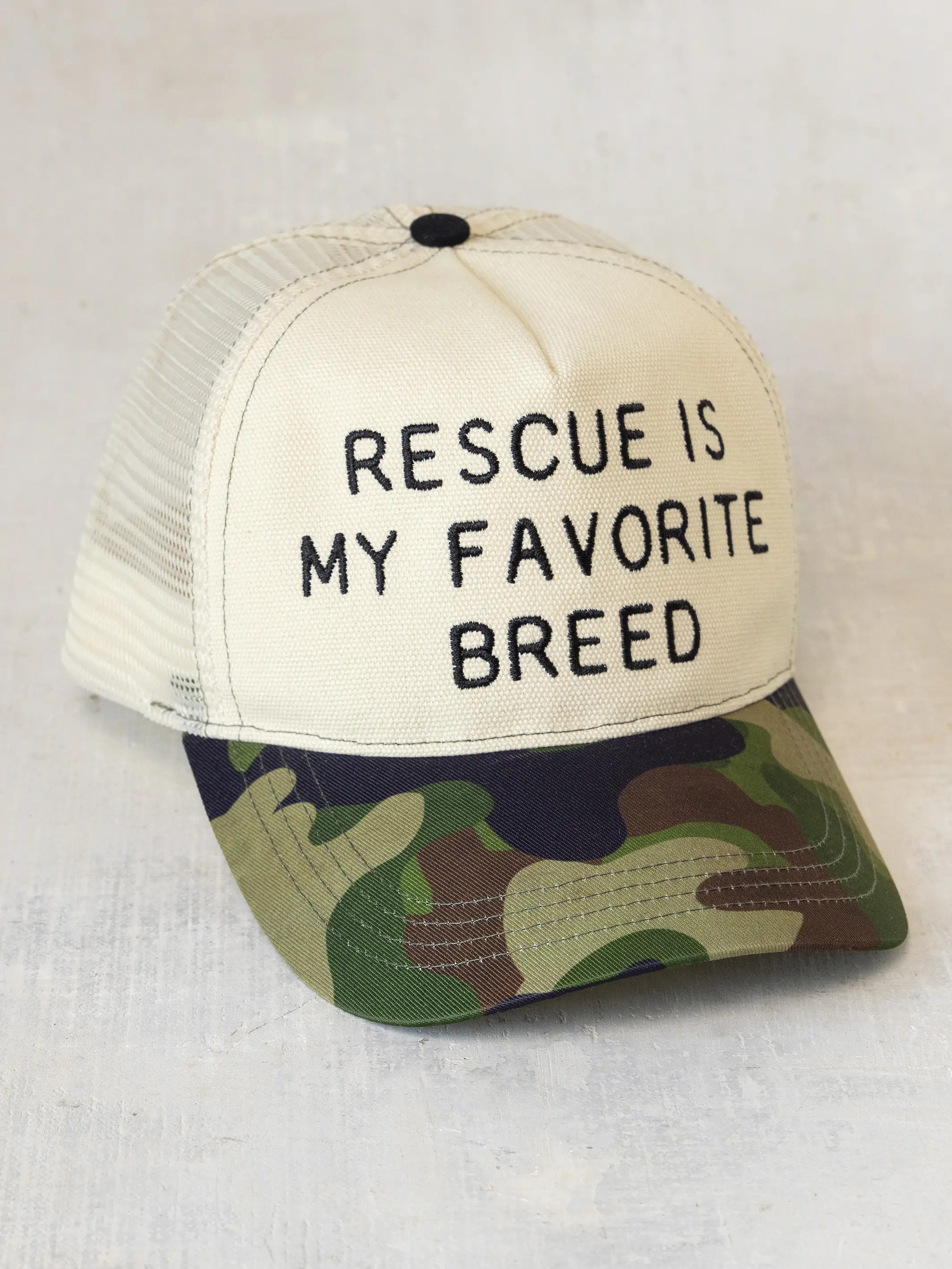 Embroidered Trucker Hat - Rescue Is My Favorite Breed | Natural Life