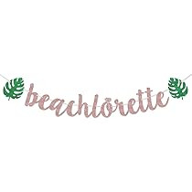 Rose Gold Glitter Beachlorette Banner Sign Garland Pre-Strung for Beach Bachelorette Party Hawaiian  | Amazon (US)
