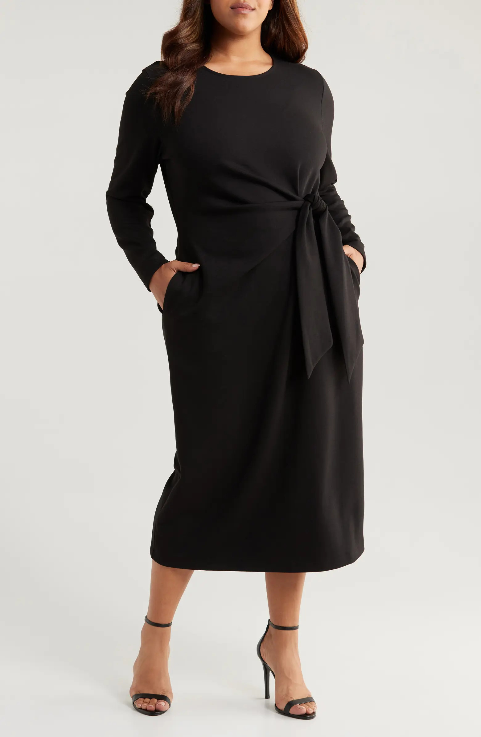 Tie Waist Long Sleeve Midi Dress | Nordstrom