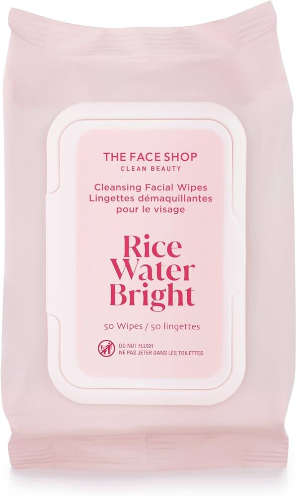 The Face Shop Rice Water Bright Vegan Makeup Remover Wipes for Face with Rice Extract, Brightenin... | Amazon (US)