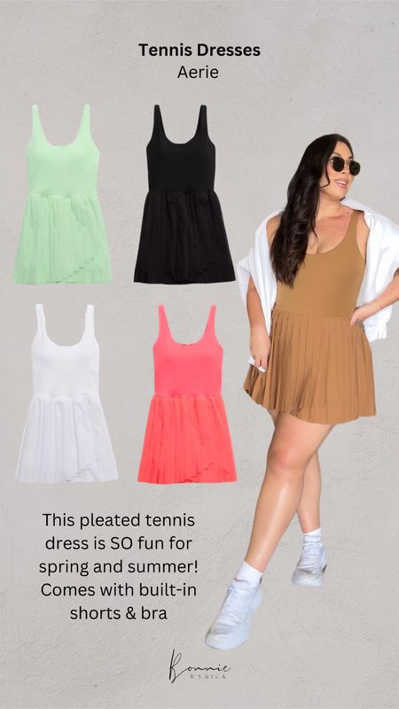 I’m obsessed with this pleated tennis dress from Aerie 😍 Comes with built-in shorts and a bra so it’s easy to throw on for errands, brunch or chasing kiddos. Midsize Fashion | Golf Dress | Athletic Dress | Athleisure

#LTKmidsize #LTKfitness #LTKActive