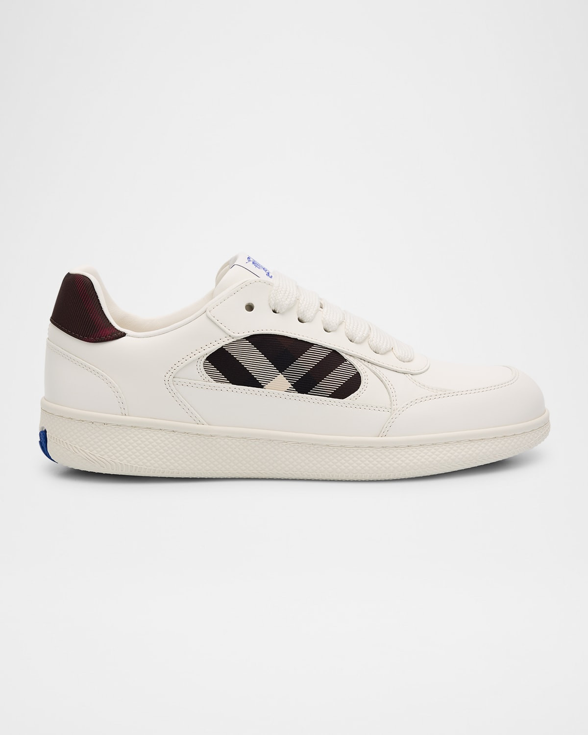 Men's Leather and Check Low-Top Terrace Sneakers | Neiman Marcus