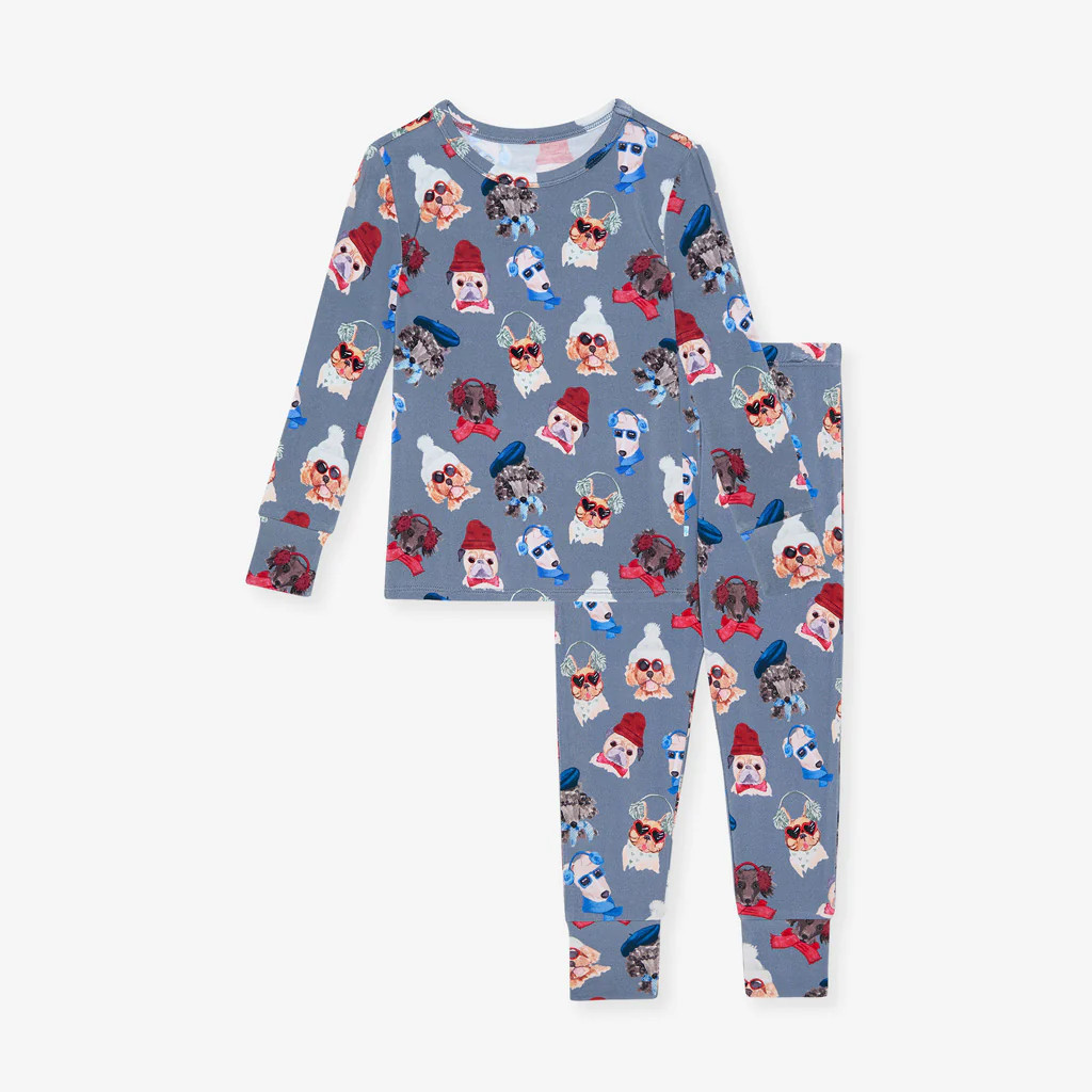 Dog Blue Long Sleeve Toddler Pajamas | Quinlyn | Posh Peanut