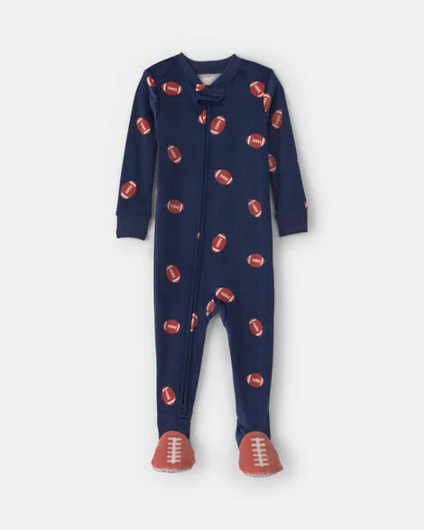 Baby Boy 1-Piece Football 2-Way Zip DreamPlush Snug Fit Footed Pajama - Navy Blue | Carter's | Carter's Inc