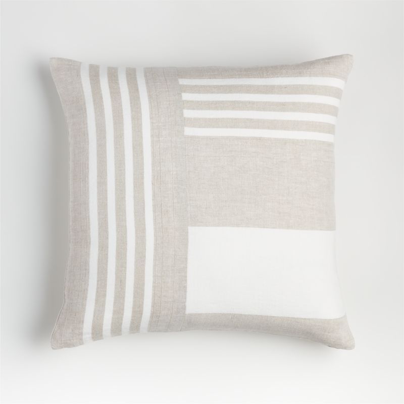 Flit 20" Pieced Grey Stripe Pillow | Crate & Barrel | Crate & Barrel