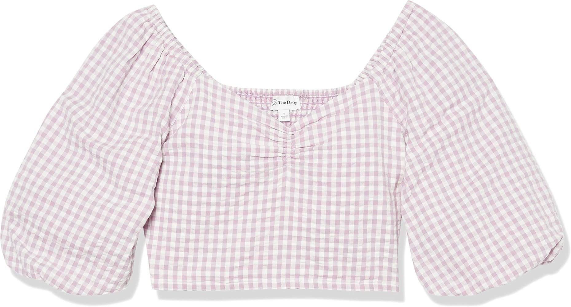 The Drop Women's Maliah Cropped Sweetheart Neckline Puff Sleeve Top | Amazon (US)