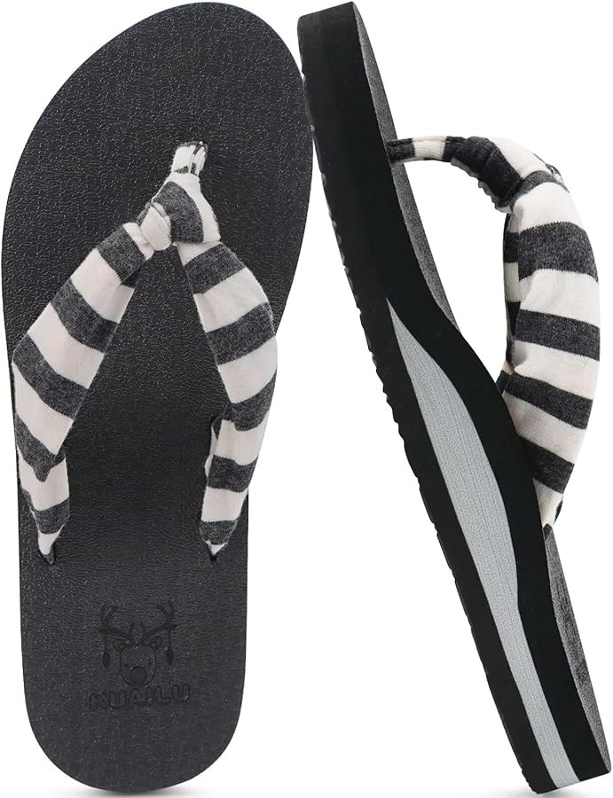 Amazon.com | KuaiLu Flip Flops Women Arch Support Yoga Mat Comfortable Summer Beach Walking Thong... | Amazon (US)