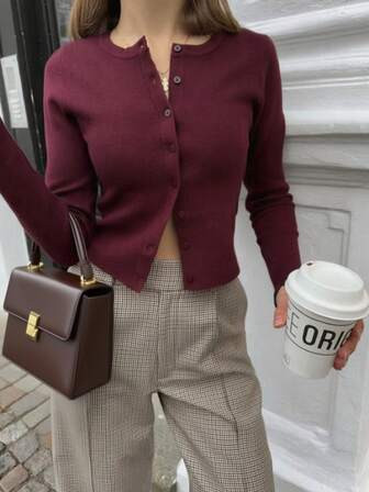 Burgundy Sweater  | SHEIN