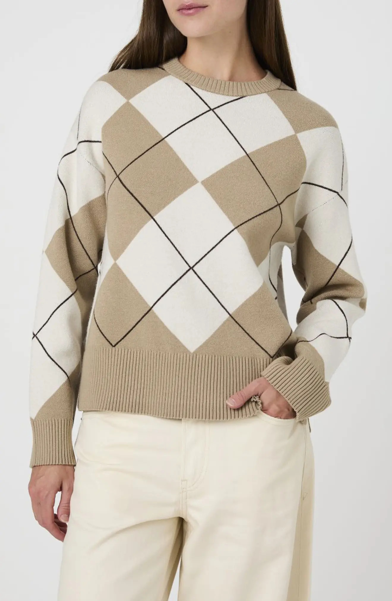 French Connection COSY ARGYLE CREW NECK PULLOVER (Women) | Nordstromrack | Nordstrom Rack