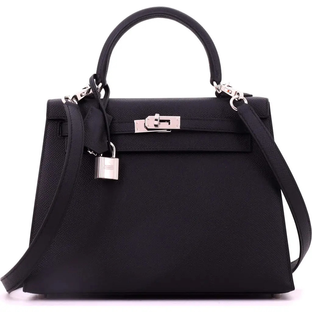 Pre-Owned Hermes Kelly Handbag Black Epsom with Palladium Hardware 25 at Nordstrom, Size Small | Nordstrom