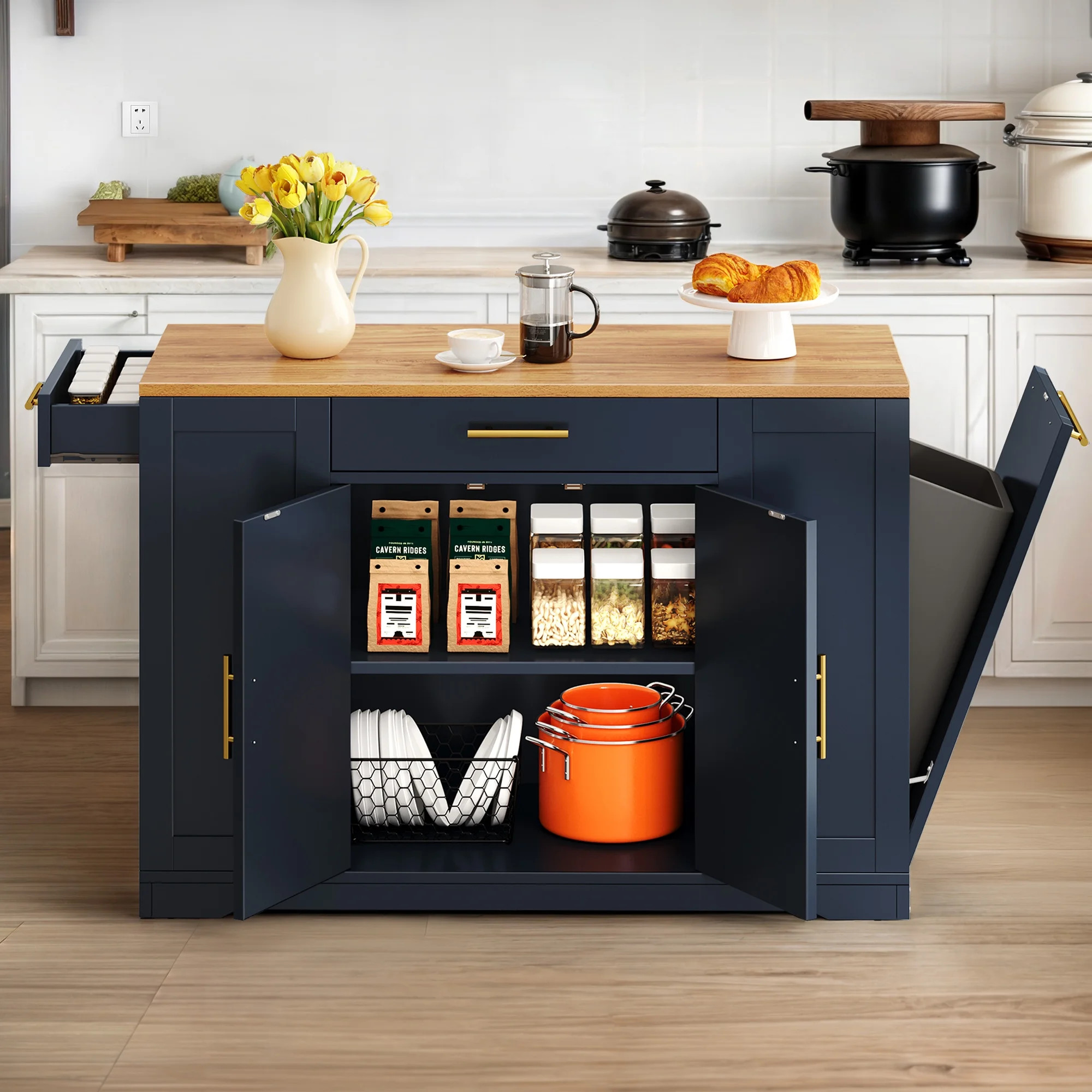 Uforic Rolling Kitchen Island with Wheels & Drawers, Kitchen Storage Cart with Storage Cabinet fo... | Walmart (US)