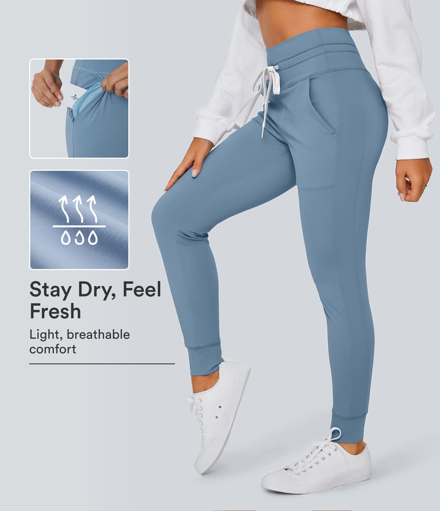 SoftlyZero\u2122 Plush High Waisted Drawstring Pocket Plain Full Length Joggers | HALARA