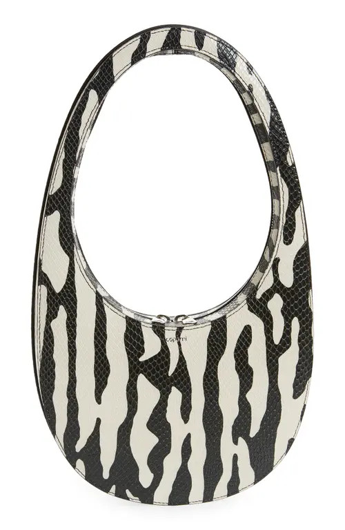 Coperni Swipe Zebra Print Snakeskin Embossed Leather Handbag in Black/White at Nordstrom | Nordstrom