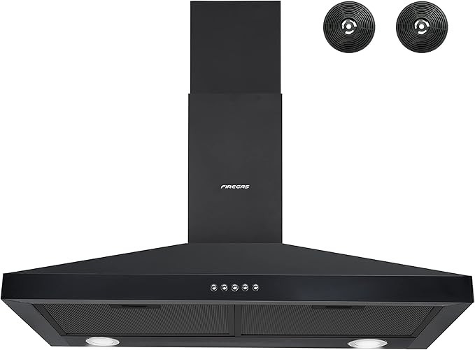 FIREGAS Black Range Hood 30 inch, Black Stainless Range Hood 30 inch with 3 Speed Exhaust Fan, Pu... | Amazon (US)