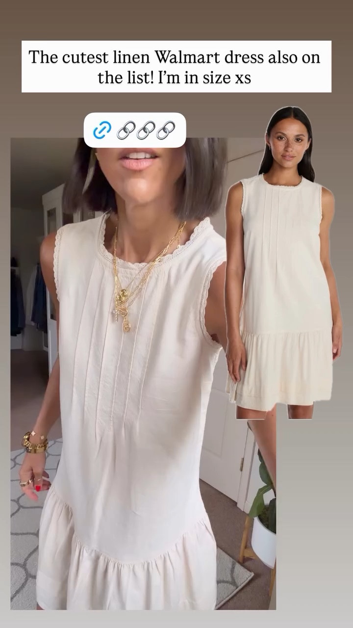 The cutest linen Walmart dress also on the list! I’m in size xs