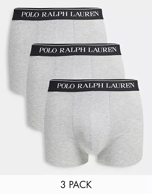 Polo Ralph Lauren 3 pack trunks with logo in grey | ASOS (Global)
