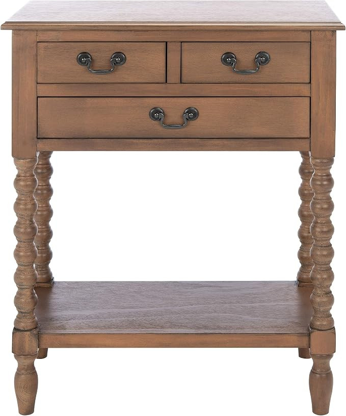 SAFAVIEH Furniture - Athena 3-Drawer Console Table - Brown - Solid Wood - Farmhouse Classic Desig... | Amazon (US)