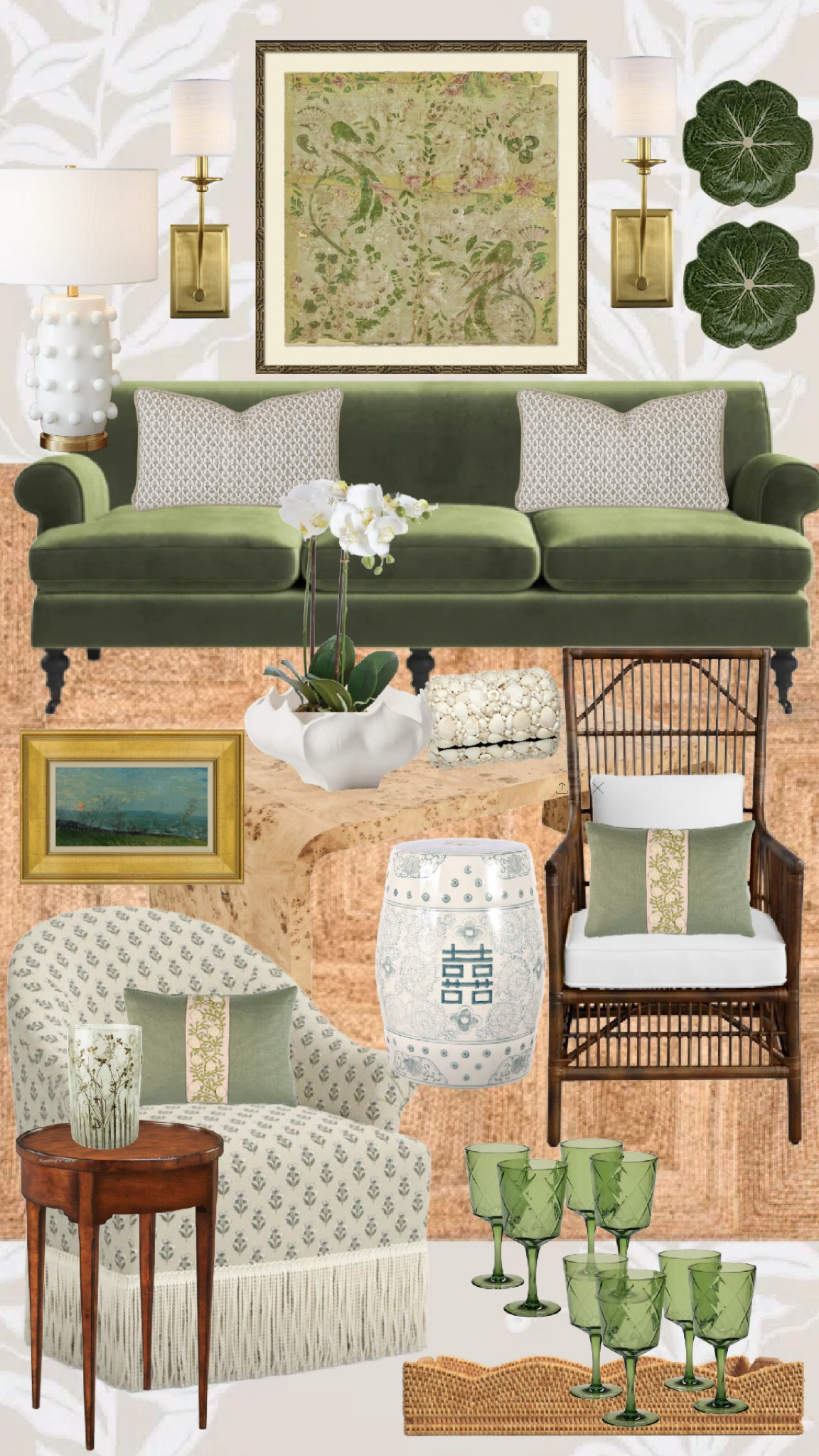 Wayfair’s Presidents’ Day Clearance is here and time to save up to 70% off and fast shipping! 
@wayfair #Wayfair #WayfairPartner 

Rounded up some of my favorite grandmillennial home decor finds! 
Home decor, green home decor, velvet couch, pillows, cabbage dishes, garden stool, chair, scalloped tray, glassware, side table, painting, artwork, botanical art, sconce, table light, orchid, block print chair, sea shell bag, rattan, wicker, botanicals 

#LTKHome