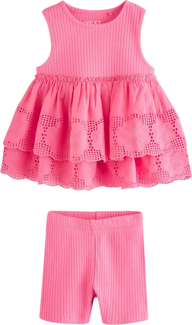 Kids' Frill Floral Eyelet Top & Shorts Set | Nordstrom