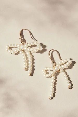 Pearl Bow Dangle Earrings in Pearl | Altar'd State | Altar'd State