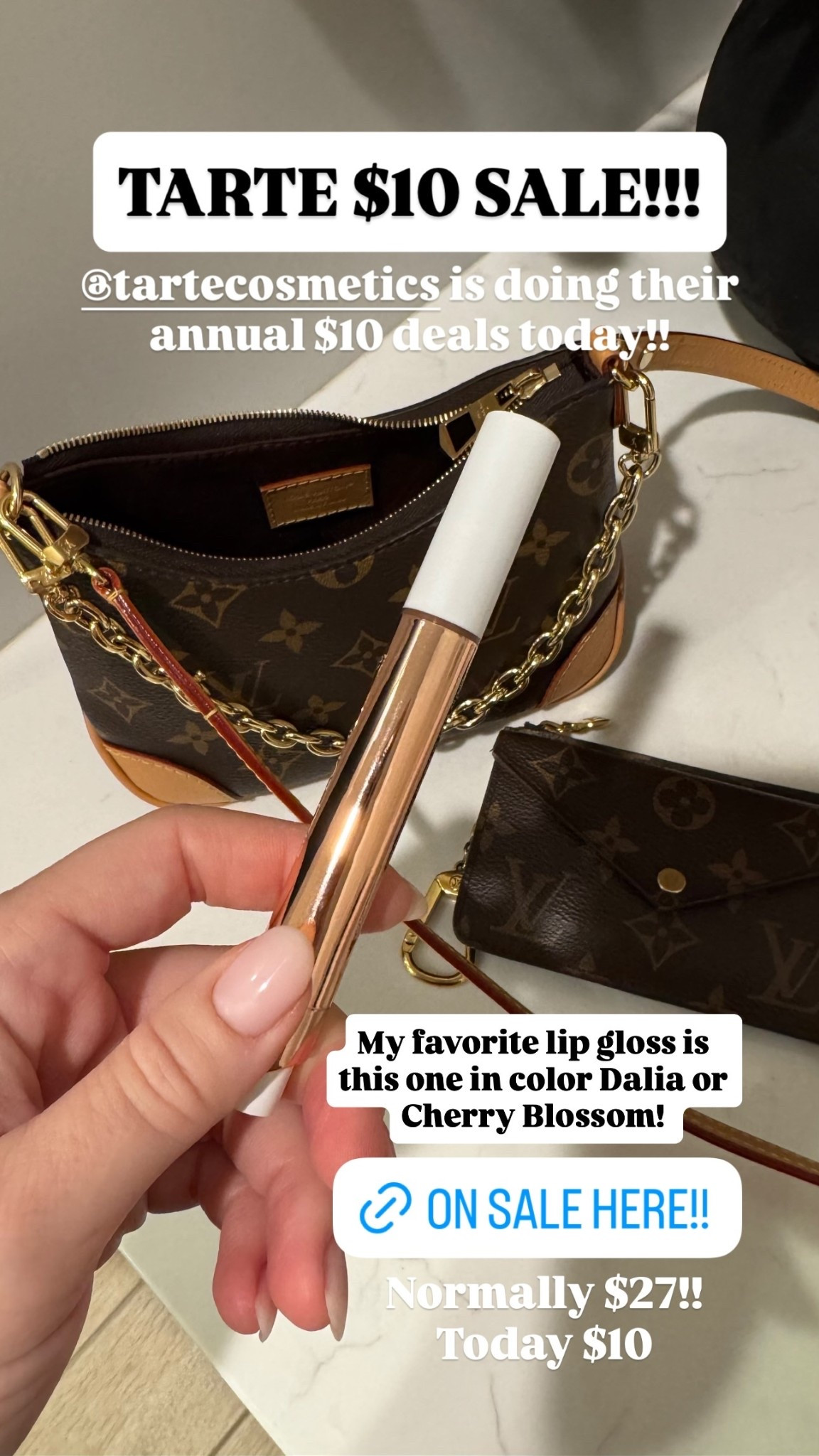 TARTE $10 SALE!!! @tartecosmetics is doing their annual $10 deals today!! My favorite lip gloss is this one in color Dalia or Cherry Blossom!  Normally $27!!
Today $10