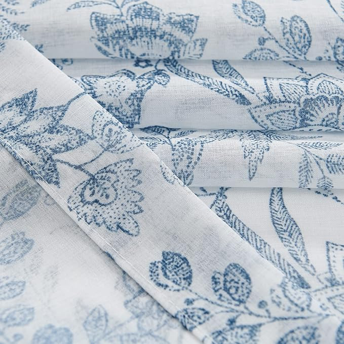 Lazzzy Sheer Curtains 84 Inch Length 2 Panels Set Farmhouse Floral Curtains Living Room Laundry R... | Amazon (US)