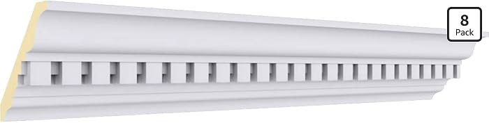 Endurathane Dentil Crown Moulding, 2 3/4"H x 2 3/4"P x 3 7/8"F x 94 1/2"L, Factory Primed (8-Pack... | Amazon (US)