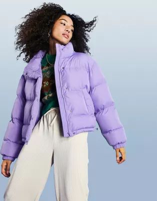 ASOS DESIGN oversized recycled puffer jacket in purple | ASOS (Global)