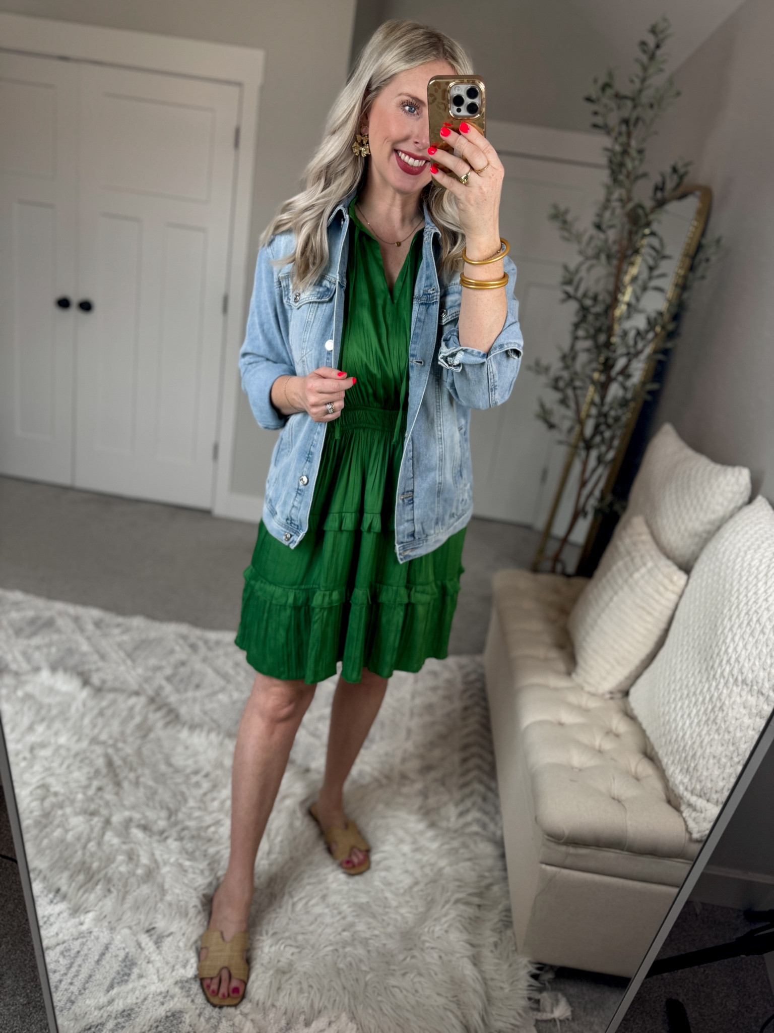 Daily try on, Walmart outfit, Walmart fashion, Walmart try on, green dress, jean jacket 

#LTKfindsunder50 #LTKstyletip #LTKSeasonal