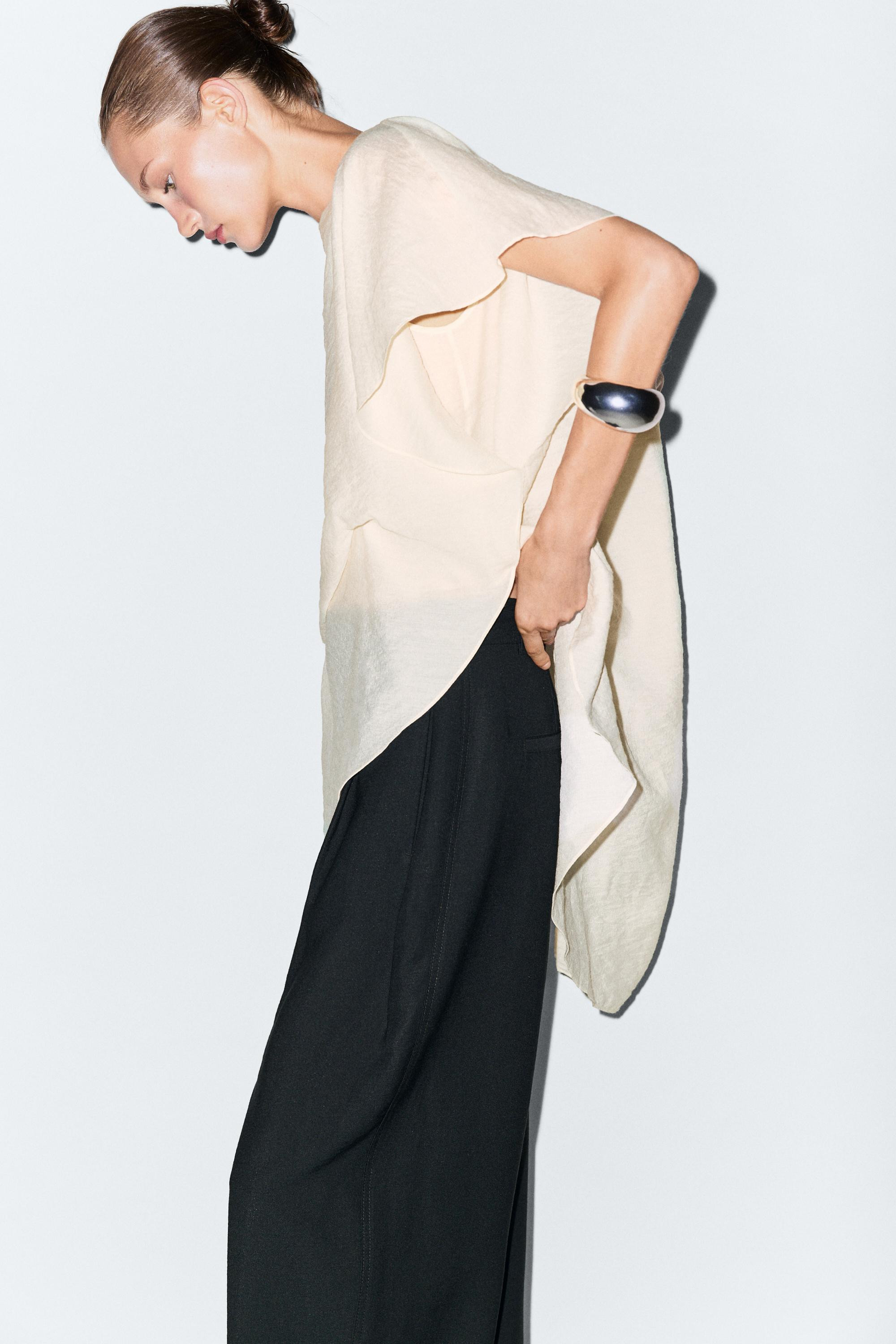 Asymmetric cape-style flowing blouse | Massimo Dutti UK