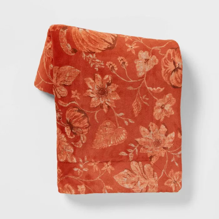 Pumpkin Printed Plush Throw Blanket with Sherpa Reverse - Threshold™ | Target