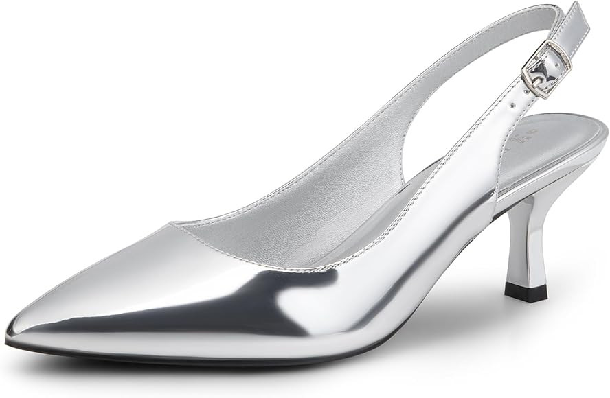 DREAM PAIRS Women's Kitten Heel Slingback Pointed Closed Toe Low Stiletto Heels Dress Bridal Eleg... | Amazon (US)